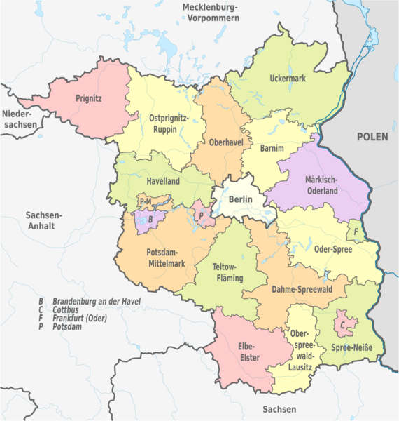 Datei:Brandenburg, administrative divisions - de - colored.svg