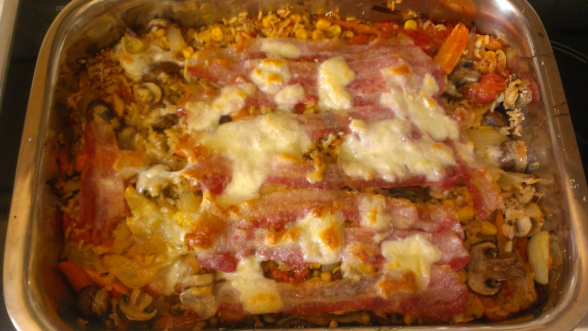 Reis-Gemüsegratin mit Speck – Koch-Wiki